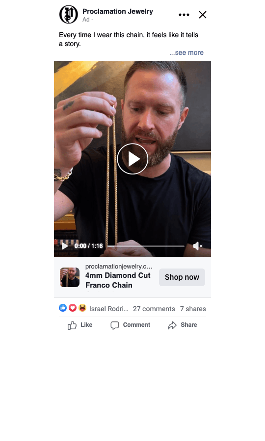 Live Meta ad — jewelry UGC