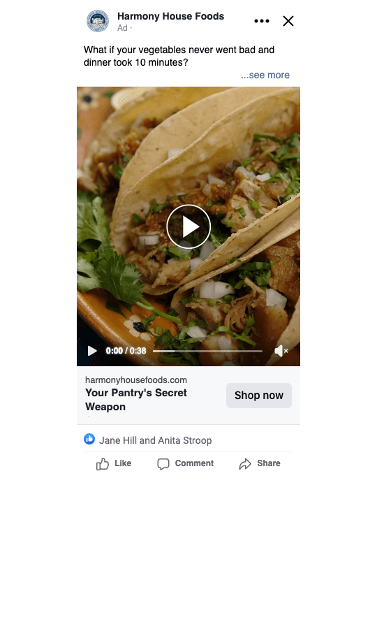 Live Meta ad — food close-up