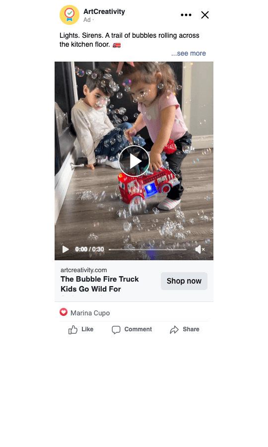 Live Meta ad — kids product UGC