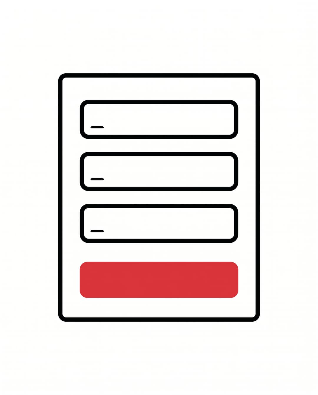 Stacked form input fields with a solid red submit button at the bottom of the card.