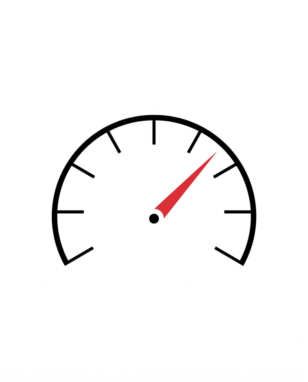 Semicircular dashboard gauge with a red needle pointing toward the optimal zone.
